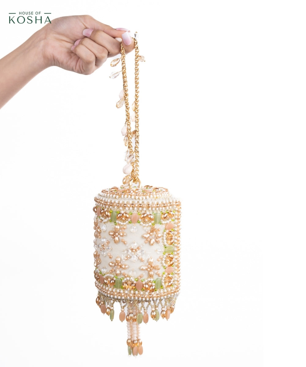 Bella Pastel Suede Embellished Cylinder Mini Bag