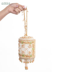 Bella Pastel Suede Embellished Cylinder Mini Bag