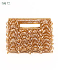 Amyra Gold Suede Handcrafted Clutch