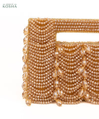Amyra Gold Suede Handcrafted Clutch