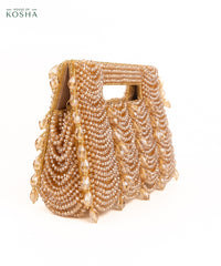Amyra Gold Suede Handcrafted Clutch