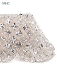 Grace Silver Suede Embellished Clutch
