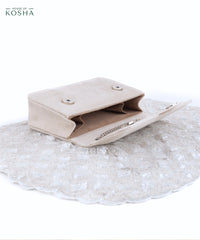Grace Silver Suede Embellished Clutch