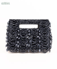 Amyra Navy Blue Suede Handcrafted Clutch