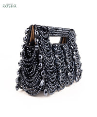 Amyra Navy Blue Suede Handcrafted Clutch