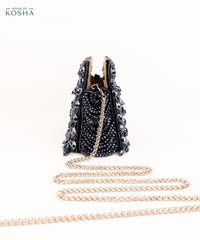 Amyra Navy Blue Suede Handcrafted Clutch