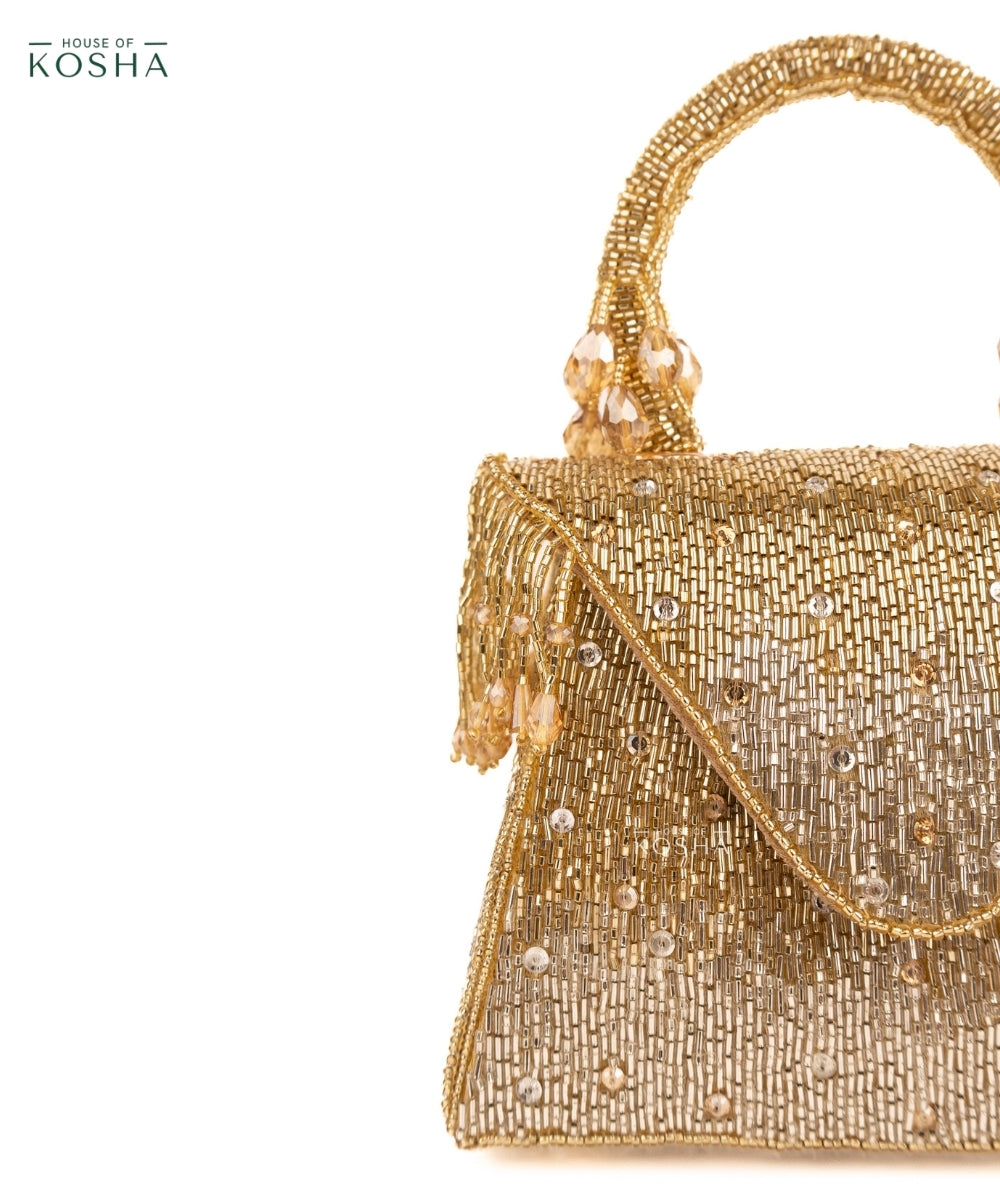 Mabel Gold & Silver Suede Handcrafted Box Bag