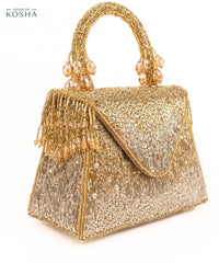 Mabel Gold & Silver Suede Handcrafted Box Bag
