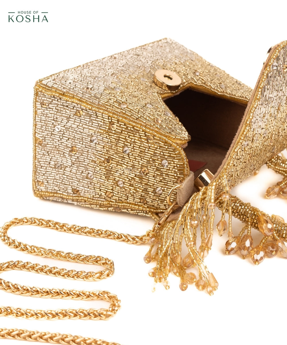 Mabel Gold & Silver Suede Handcrafted Box Bag