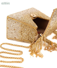 Mabel Gold & Silver Suede Handcrafted Box Bag