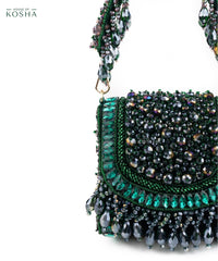 Josy Green Suede Embellished Mini Bag