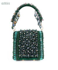 Josy Green Suede Embellished Mini Bag