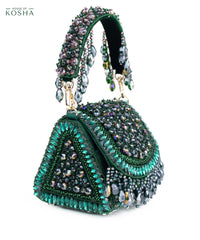 Josy Green Suede Embellished Mini Bag