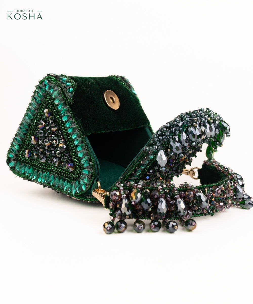 Josy Green Suede Embellished Mini Bag