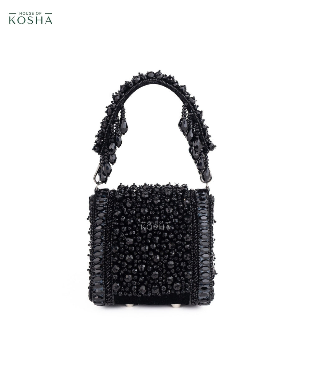Josy Black Suede Embellished Mini Bag