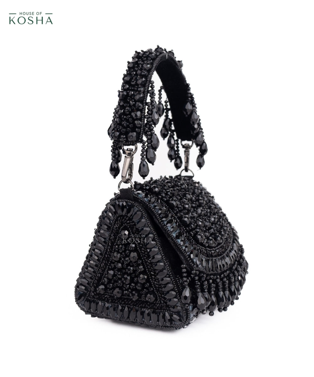 Josy Black Suede Embellished Mini Bag