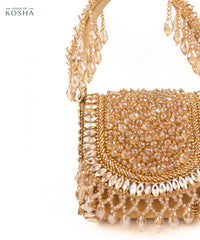 Josy Gold Suede Embellished Mini Bag