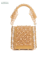Josy Gold Suede Embellished Mini Bag