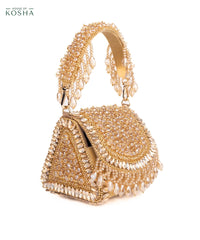 Josy Gold Suede Embellished Mini Bag