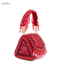 Josy Red Suede Embellished Mini Bag