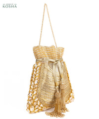 Rooh Gold Georgette Handcrafted Potli