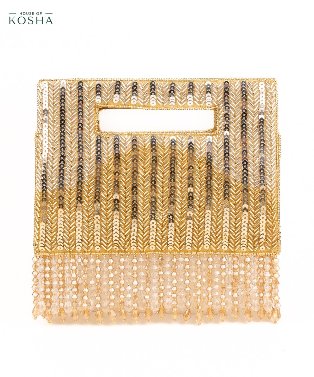 Ayla Gold & Silver Suede Embellished Clutch