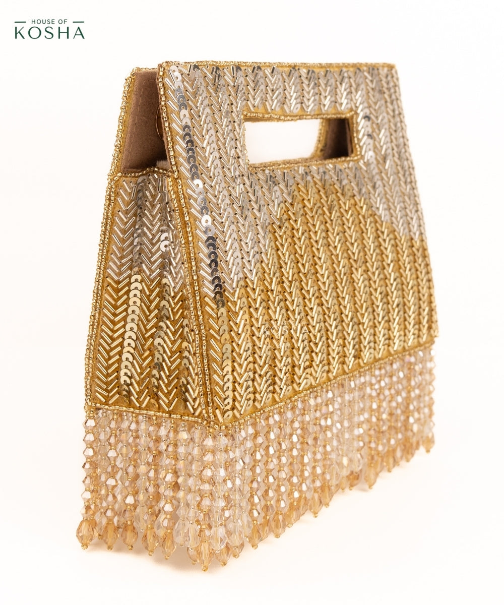 Ayla Gold & Silver Suede Embellished Clutch