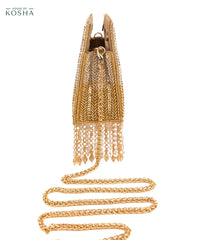 Ayla Gold & Silver Suede Embellished Clutch