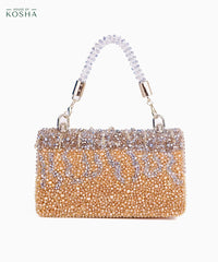 Elsie Gold & Silver Suede Clutch