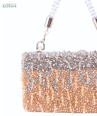Elsie Gold & Silver Suede Clutch