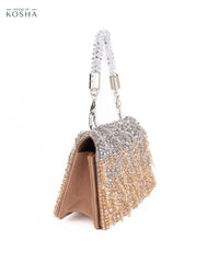 Elsie Gold & Silver Suede Clutch