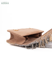 Elsie Gold & Silver Suede Clutch
