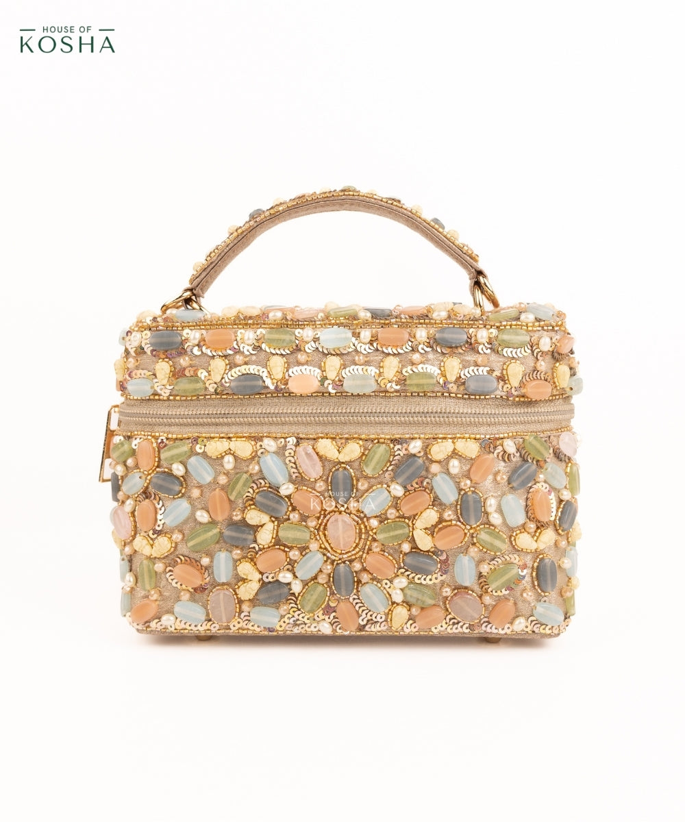 Abia Pastel Georgette Embellished Vanity Bag