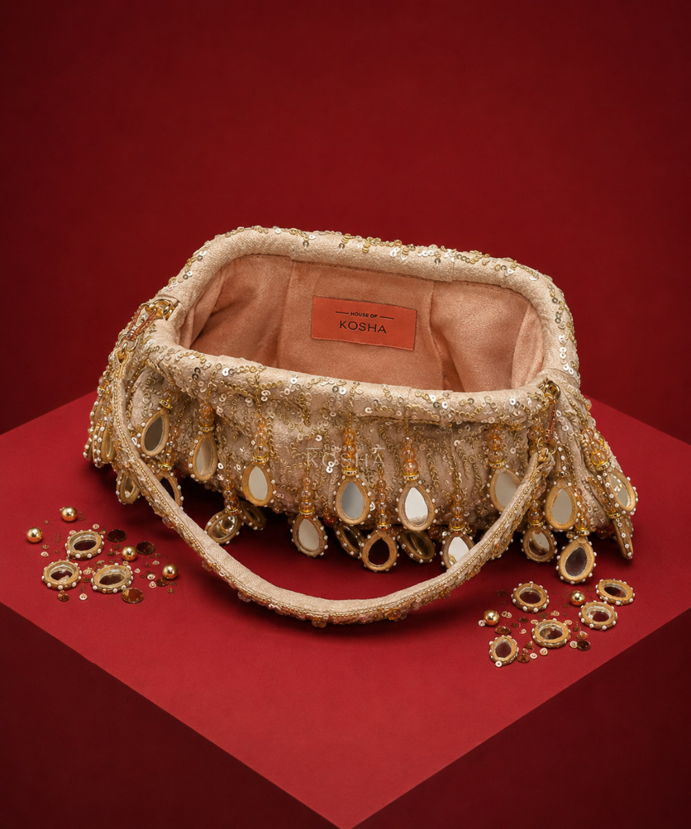 Sheesh Mahal Gold Embellished Clutch