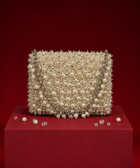 Aria Ivory Suede Pearl Embellished Mini Bag