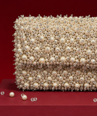 Aria Ivory Suede Pearl Embellished Mini Bag