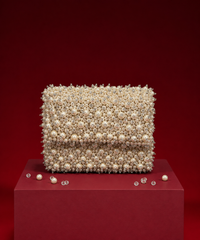 Aria Ivory Suede Pearl Embellished Mini Bag