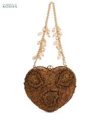 Cora Copper Suede Embellished Heart Bag
