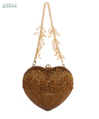 Cora Copper Suede Embellished Heart Bag