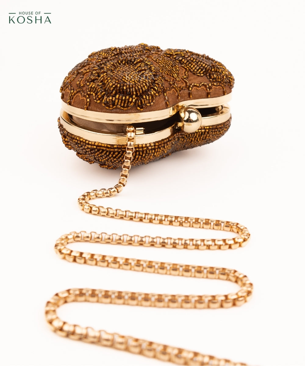 Cora Copper Suede Embellished Heart Bag
