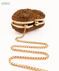 Cora Copper Suede Embellished Heart Bag