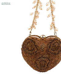 Cora Copper Suede Embellished Heart Bag