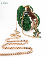 Cora Green Suede Embellished Heart Bag