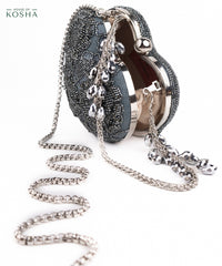 Cora Grey Suede Embellished Heart Bag