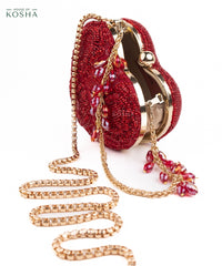 Cora Red Suede Embellished Heart Bag