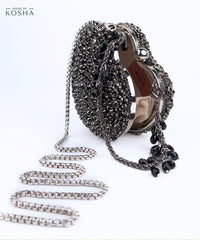 Lola Black Suede Embellished Heart Bag