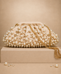 Serene Ivory Suede Embellished Clutch