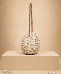 Serene Ivory Suede Embellished Clutch