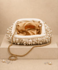 Serene Ivory Suede Embellished Clutch