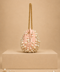 Serene Pink Suede Embellished Clutch